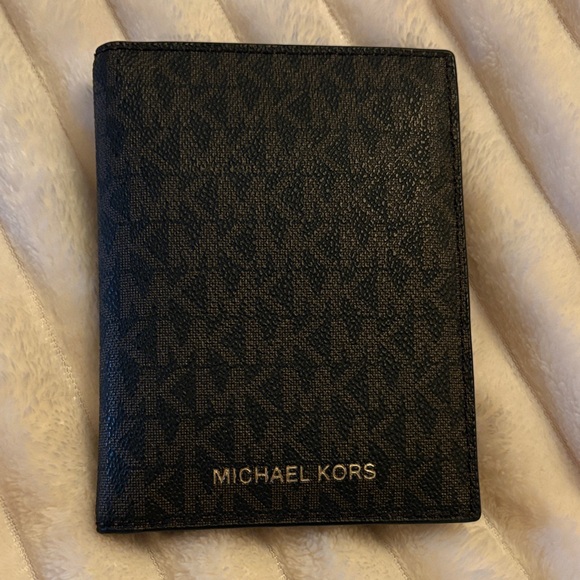 Michael Kors Accessories - Michael Kors Black and Brown Signature Passport & Card Holder